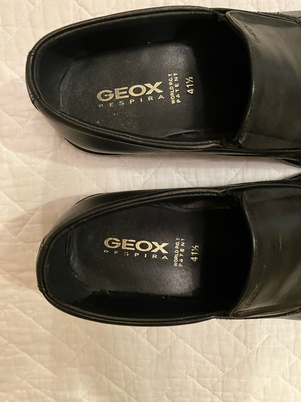 Geox Black Leather Slip-On Loafers with Gold Logo